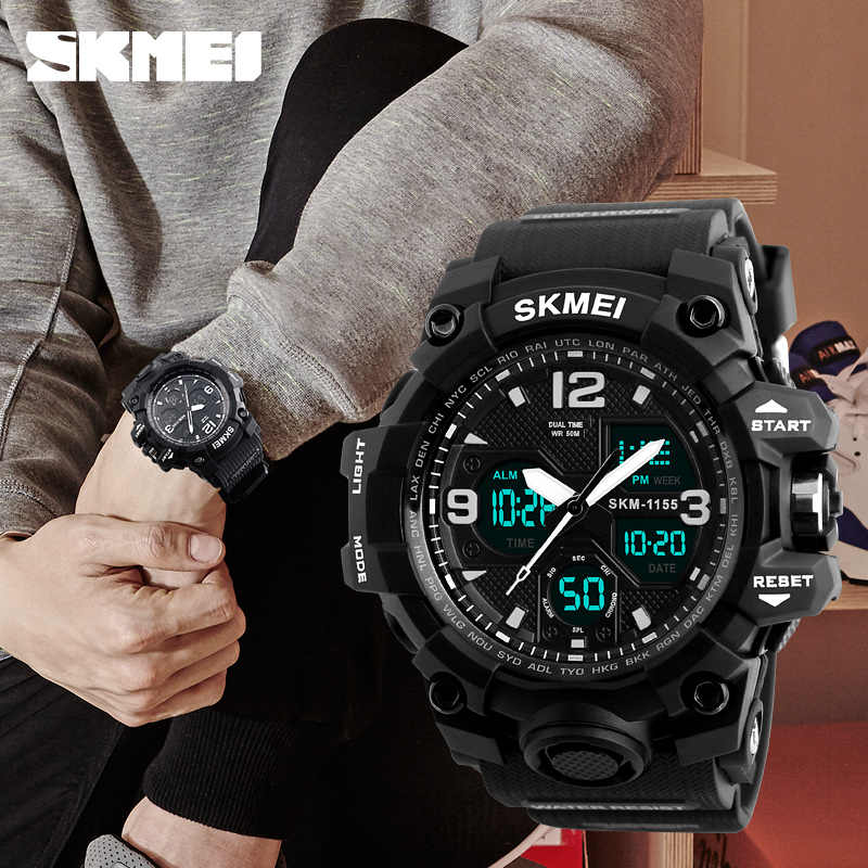 SKMEI 1155B Silicone Watch Casual Waterproof Male Wrist Watch Hot Sale Camouflage Electronic Digital Men Watches Reloj