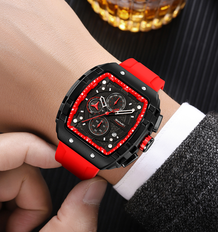 SKMEI 9341 Luxury Quartz Man WristWatch 3ATM Waterproof Chronograph Date Watch Silicone Sport Male Clock Relogio Masculino