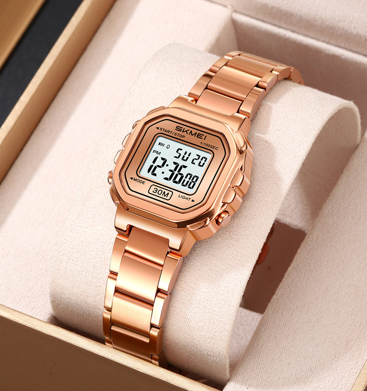 SKMEI 2387 Women fashion hand small wrist business waterproof date watch digital bracelet minimal watch stainless steel band