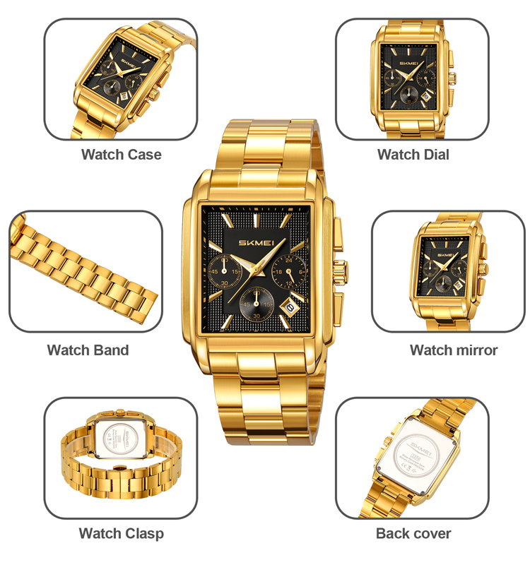 SKMEI 2339 Men's Business 3ATM Waterproof Fashion Luxury Analog Designer Quartz Watch Brand Square WristWatch Reloj Hombres