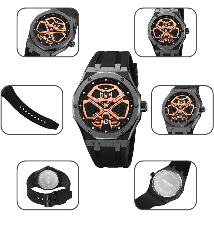 SKMEI 9362 Luminous Function Quartz Luxury Watches for men Reloj Hombre Silica Gel Band