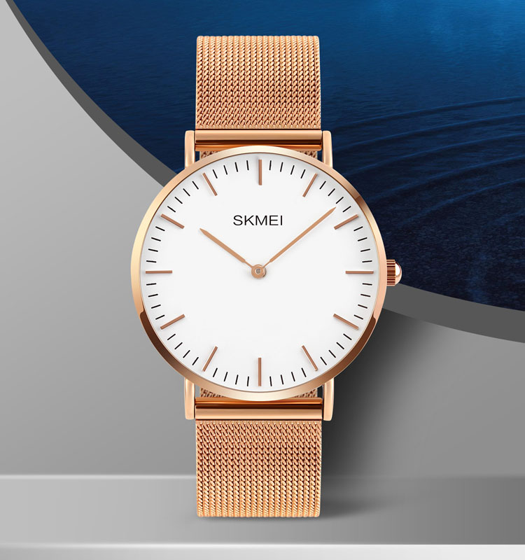 SKMEI Q028 Top Brand Luxury Ultra Thin Clock Relojes Elegant Mesh Steel Man Analog Quartz WristWatch 3ATM Stainless Steel Watch