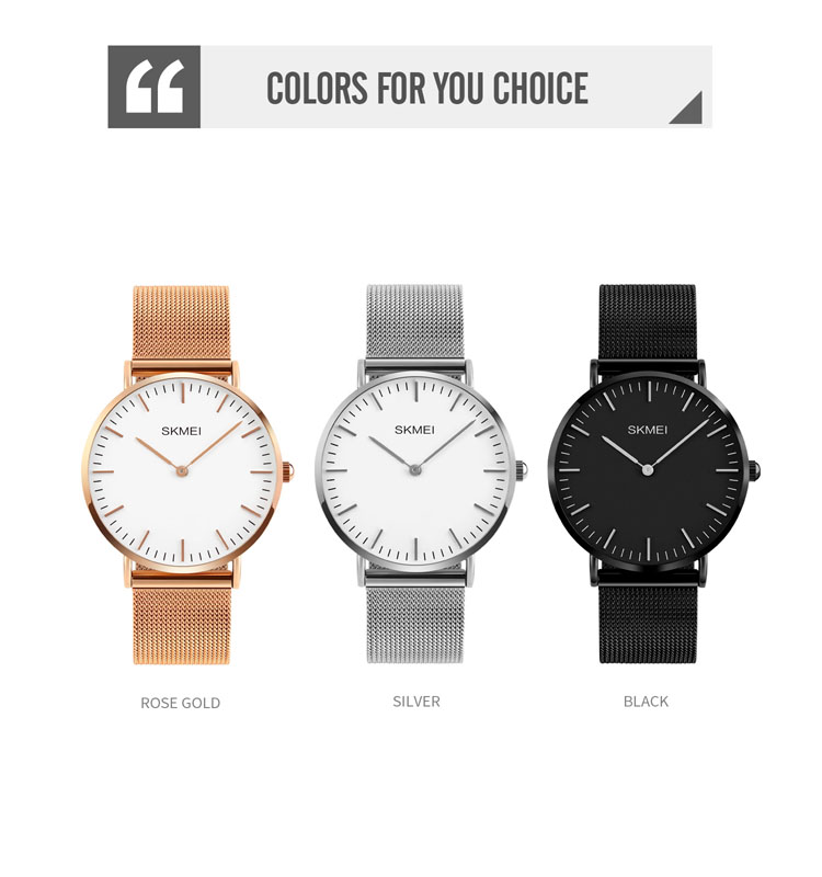 SKMEI Q028 Top Brand Luxury Ultra Thin Clock Relojes Elegant Mesh Steel Man Analog Quartz WristWatch 3ATM Stainless Steel Watch