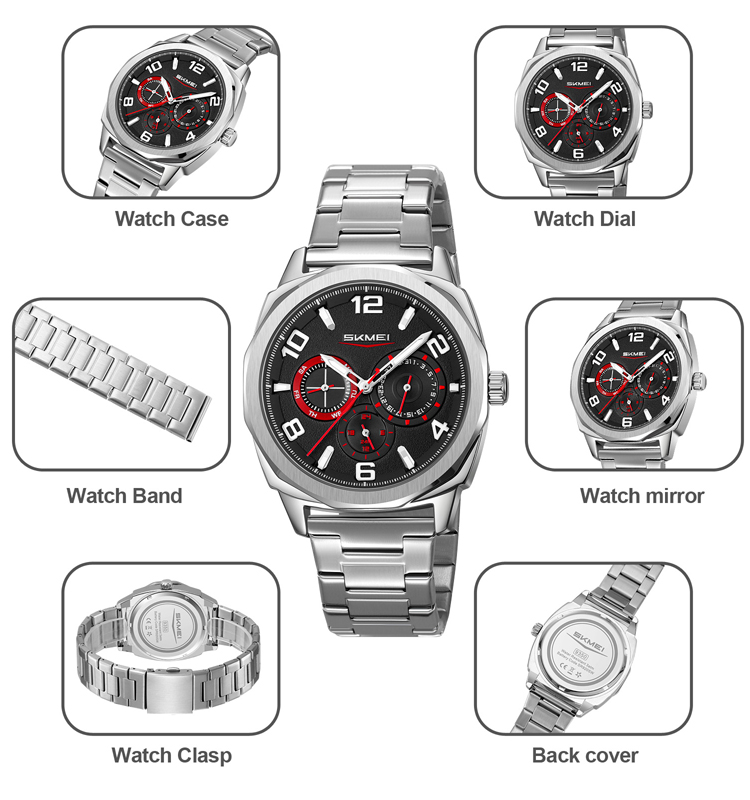 SKMEI 9350 Hot Model Business Men Wrist Watch Waterproof Watch Classic Stainless Steel Outdoor Wholesale Price Quartz Watches