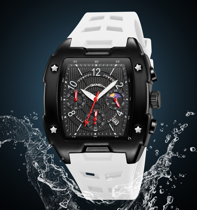 SKMEI 9345 Luxury Brand Quartz Watch Silicone Band Multifunctional Chronograph Wristwatch Reloj Luminous Men's Reloj Hombres