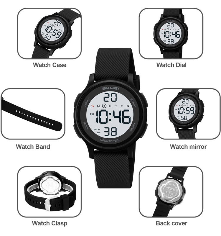 SKMEI 2427 Brand Trendy Kids Watch Sport Digital LED Watches Dual Time Alarm Remind