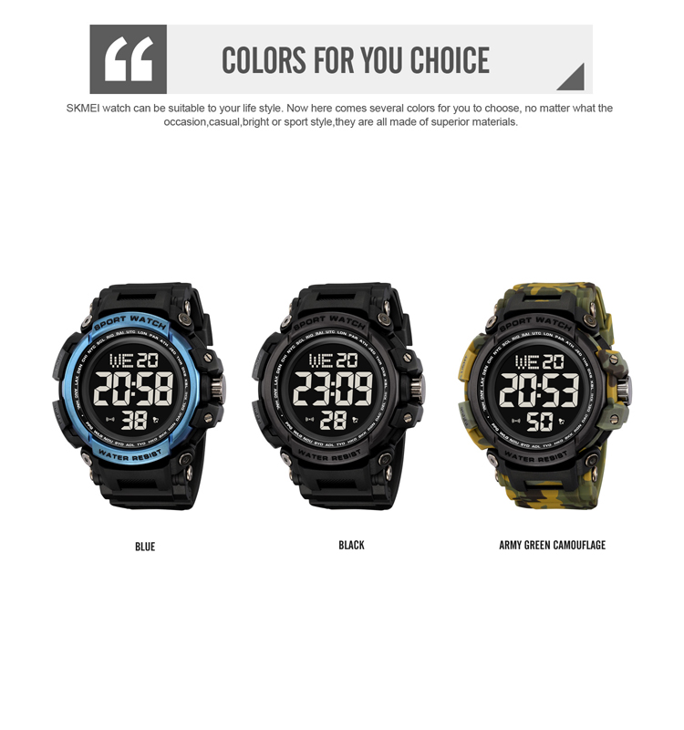 SKMEI 2422 Relojes para hombre large display digital watch waterproof cold light sport watches plastic waterproof