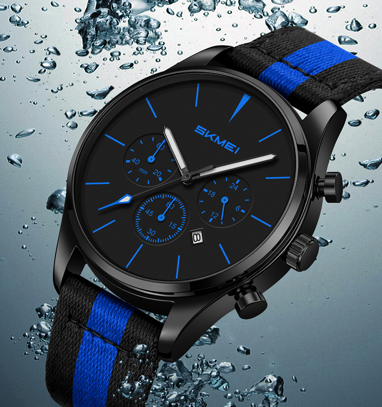 SKMEI 2367 Brand Reloj Hombre Nylon Strap Designer Wrist Watches Calendar Waterproof Sports Mens Chronograph Style Watch