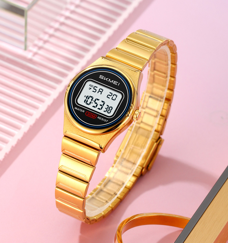 SKMEI 2338 reloj SKMEI digital hand chain luxury watches vintage ladies golden watch slim custom logo for beautiful girls women