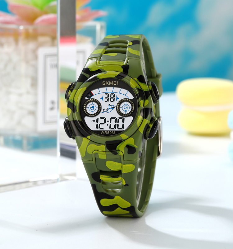 SKMEI 2309 Outdoor Sports Digital Alarm Clock Reminder Waterproof Kids TPU Watches Band