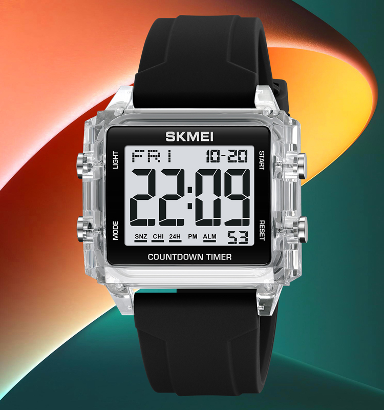 SKMEI 2320 Soft Silicone Band Sports Large Display Digital Resin Watch Band Unisex