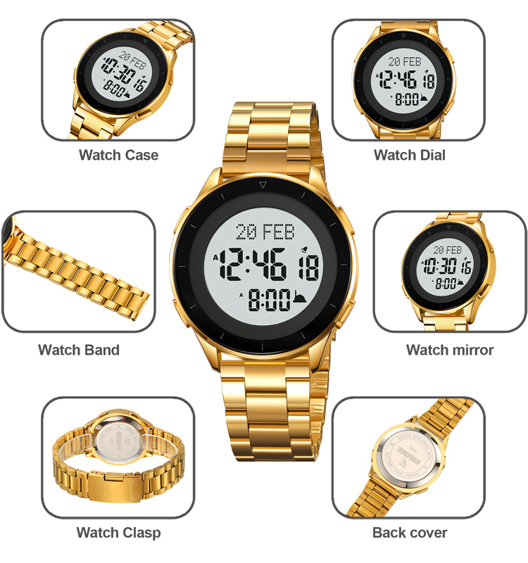 SKMEI 2300 islamic finder qibla direction compass muslim watch digital azan ladies unisex wrist times prayer