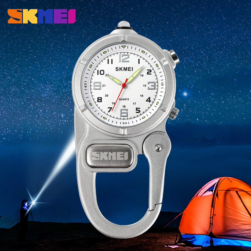 SKMEI 2232 Alloy other outdoors sport clock analog digital pocket watch led flashlight multifunction buckle hook nurse watch