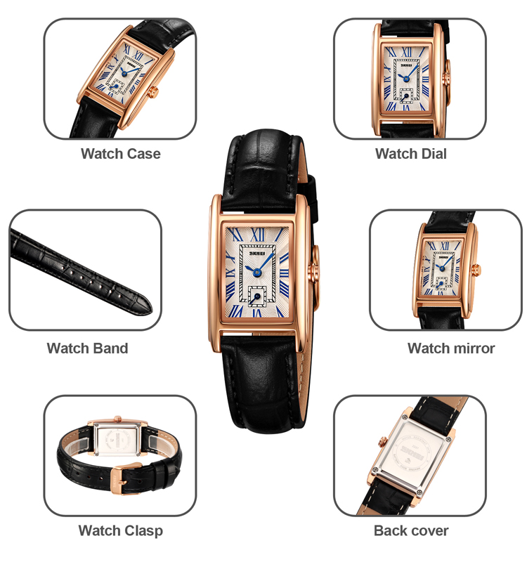 SKMEI 2297 Leather ladies small fashion watch quartz wrist luxury retro roman numbers watch gold quality watch for women