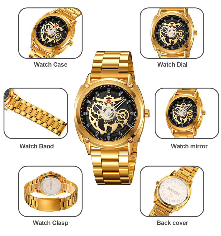 SKMEI 2293 Wholesale wrist men skeleton luxury watches quartz oem private label watch man quality high brands