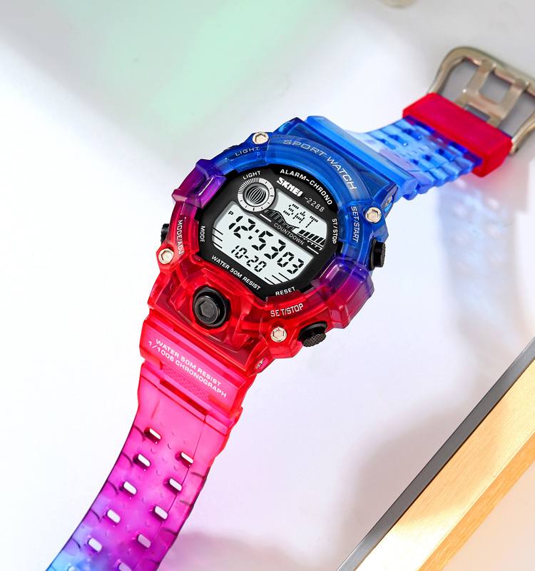 SKMEI 2288 Colorful Plastic Case SKMEI Outdoor Sports Children's Digital Watch TPU Band