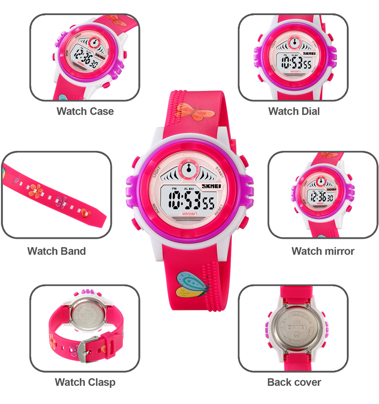 SKMEI 2266 Fully Waterproof Kids Watch Digital Sport Electronic Gift Set for Children Day Promotion Cartoon Band Buckle Clasp- alarm fully waterproof children's day promotion electronic gift set kids watch digital for sport