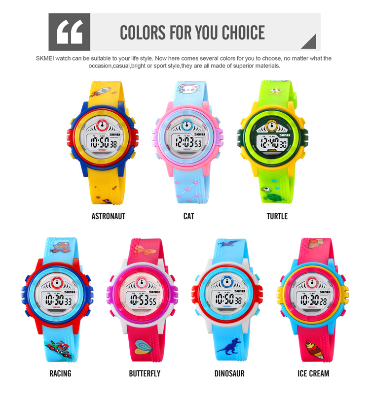 SKMEI 2266 Fully Waterproof Kids Watch Digital Sport Electronic Gift Set for Children Day Promotion Cartoon Band Buckle Clasp- alarm fully waterproof children's day promotion electronic gift set kids watch digital for sport