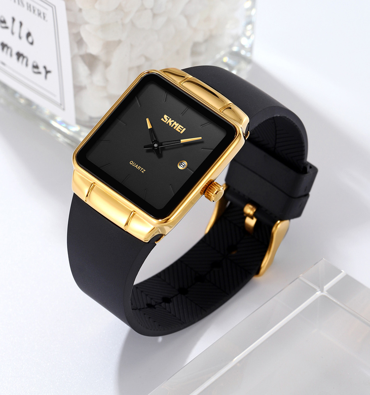 SKMEI 2173 Ultra-Slim Quartz Watch for Women Beautiful Black Square Wristwatch with Glass Dial Window ODM Sport Style