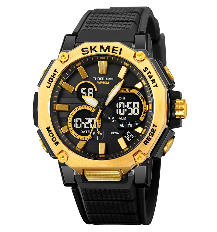 SKMEI 2219 Men's Luxury Sport Wristwatch Shockproof Analog & Digital Display Resin Band Smart Dial