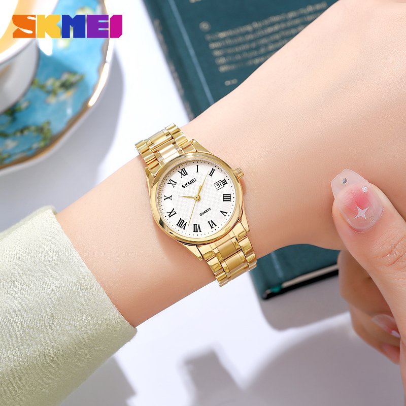 SKMEI 2178 name brand wholesale oem women watches luxury set gold custom quartz watches stainless steel for ladies