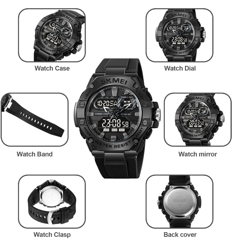 SKMEI 2221 Men's Sport Wristwatch 2221 Cheap Wholesale Analogue and Digital with Shock Resistant Band Luminous and Alarm Features