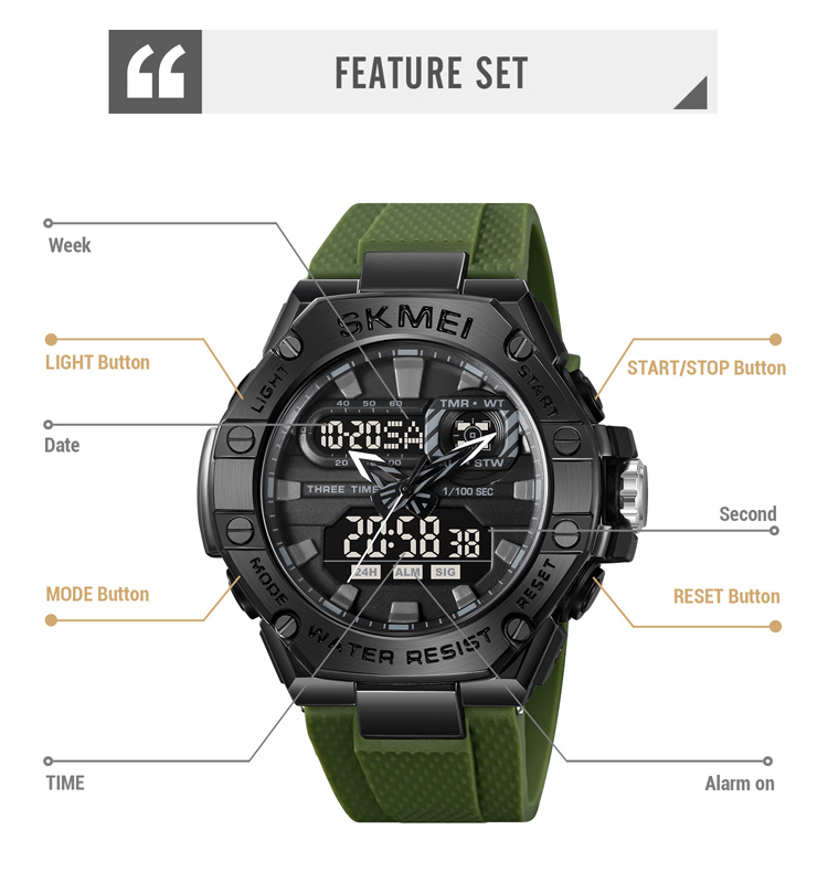 SKMEI 2221 Men's Sport Wristwatch 2221 Cheap Wholesale Analogue and Digital with Shock Resistant Band Luminous and Alarm Features