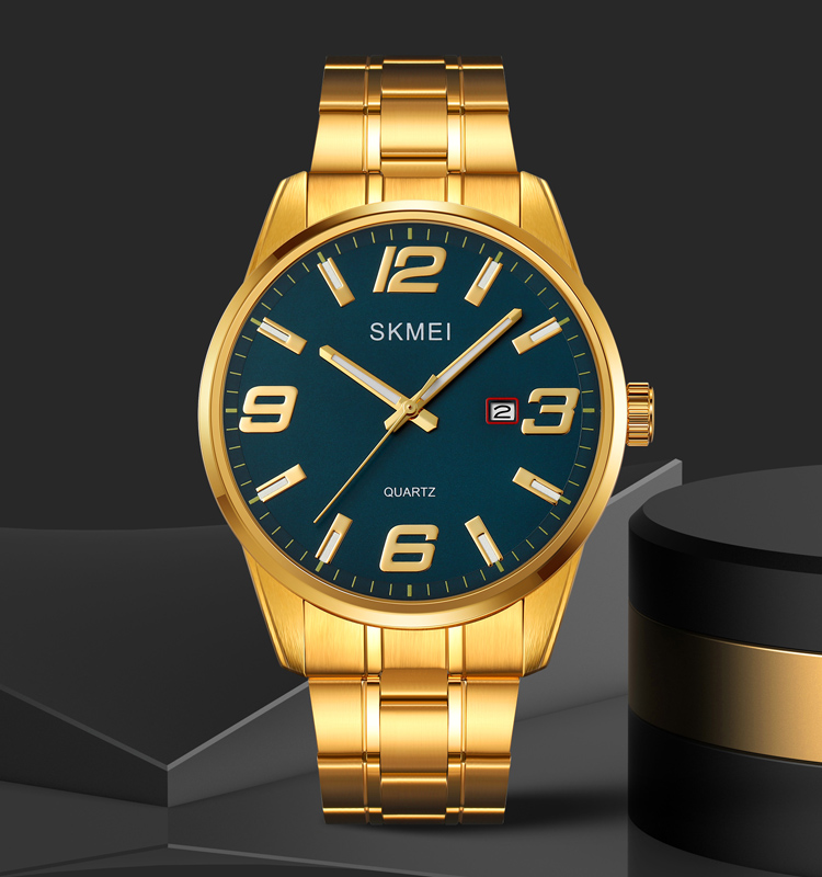 SKMEI 2087 golden luxury men accessories quartz watches relojes hombr al por mayor 50m waterproof analog watch for men