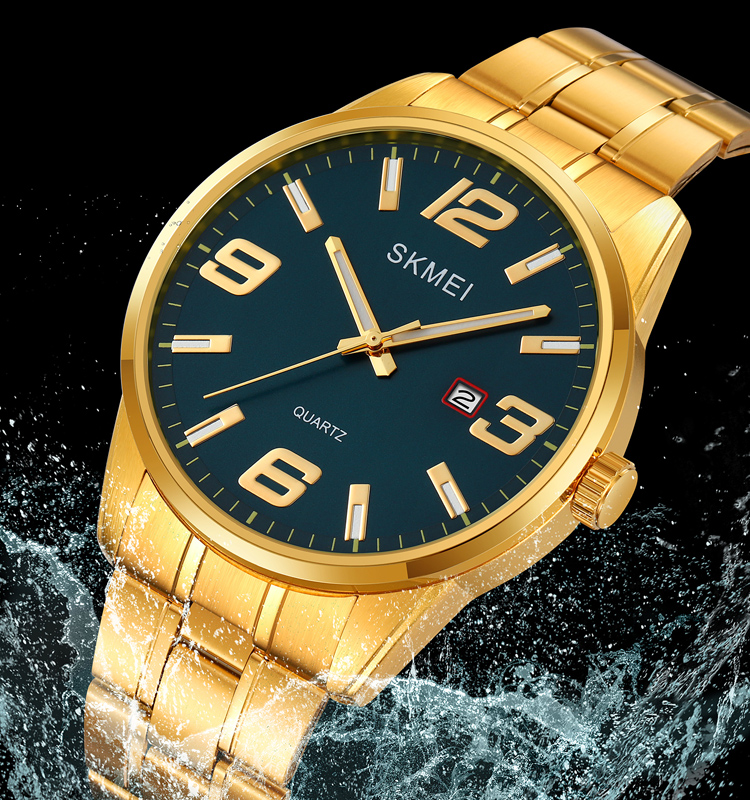 SKMEI 2087 golden luxury men accessories quartz watches relojes hombr al por mayor 50m waterproof analog watch for men