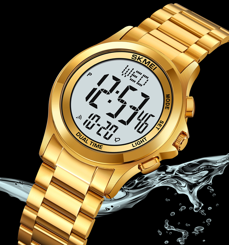 SKMEI 2271 waterproof relojes hombre personalizado stainless steel digital luxury watches men gold top brand