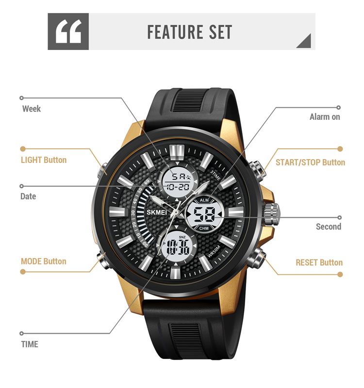 SKMEI 2235 Popular Fashion Wrist Watch Men Wrist Relojes Digital Sport Watch Dual Time Digital watches relogio