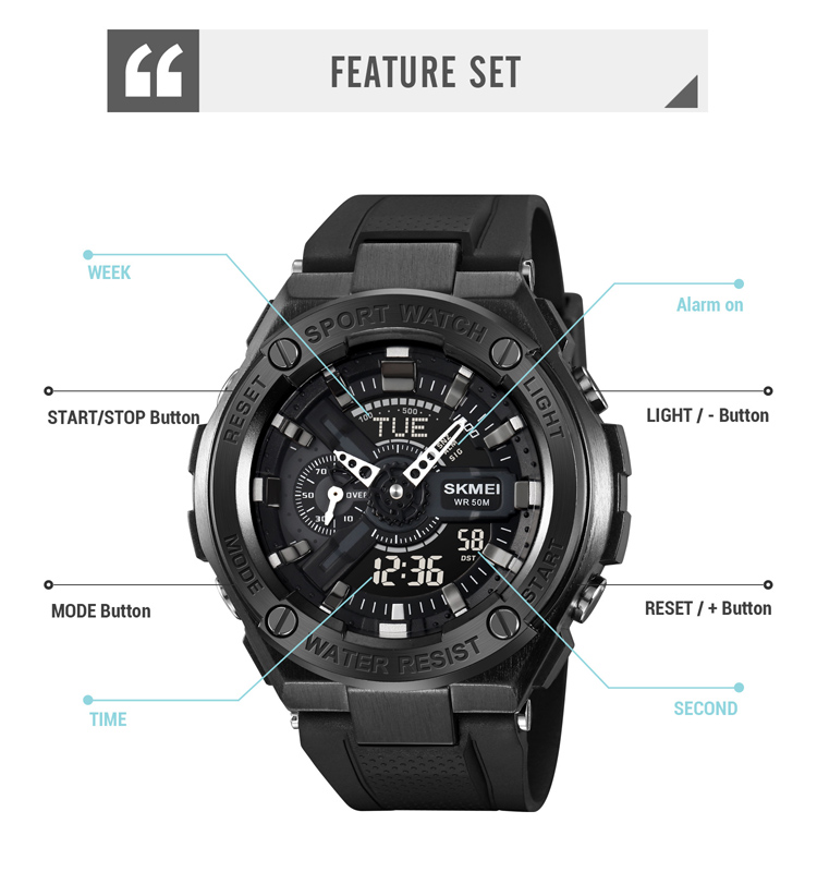 SKMEI 2101 unique 4 alarms multiple custom wristwatch private label watch analog water proof digital for men Relojes