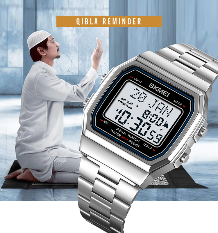 SKMEI 2113 Luxury Azan Muslim Prayer Watch Relojes Hombre Qibla Skmei Azan Wrist Watch Fashion Jewelry Digital Wristwatch