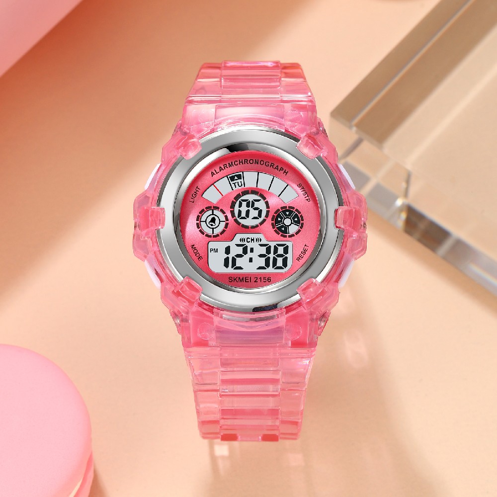 SKMEI 2156 Kids Teenager Dual Time Wristwatches Alarm Clock 5Bar Waterproof LED light Display Digital Children's Plastic Watches