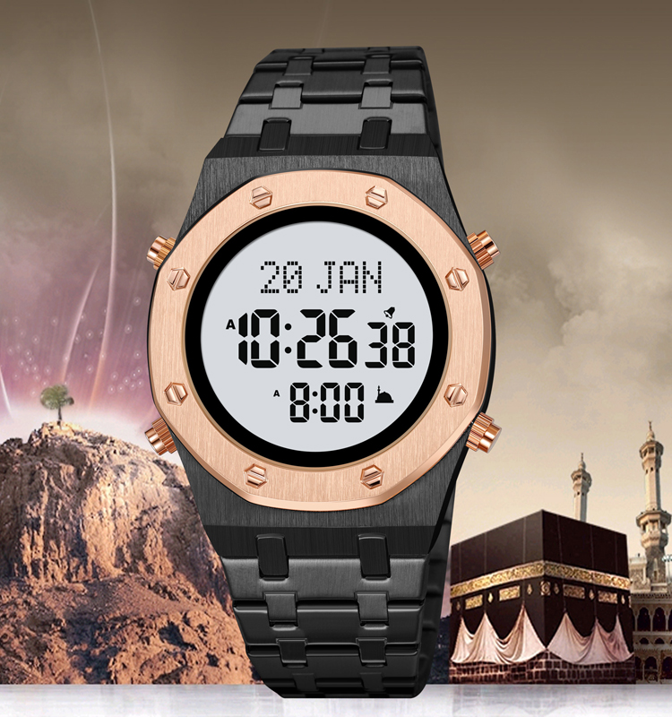 SKMEI 2043 Octagon Classic Design Muslim Azan Watch Men Luxury Digital Qibla Watch Wrist Waterproof