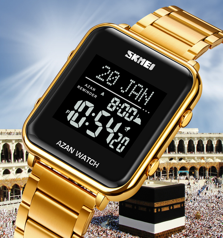 SKMEI 2064 waterproof muslim watch azan prayer automatic for men 2024 high quality