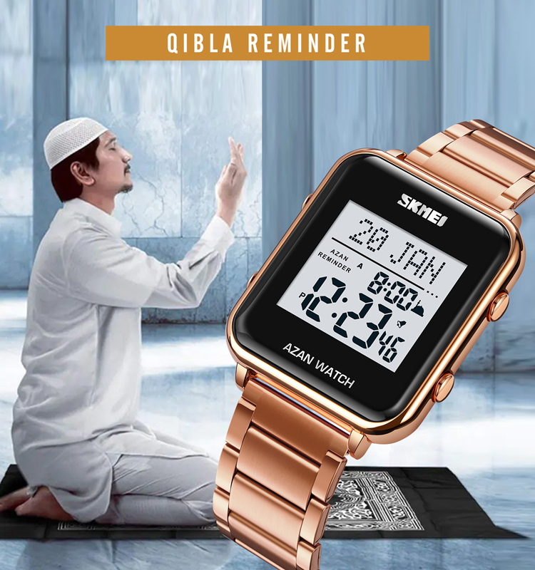 SKMEI 2064 waterproof muslim watch azan prayer automatic for men 2024 high quality