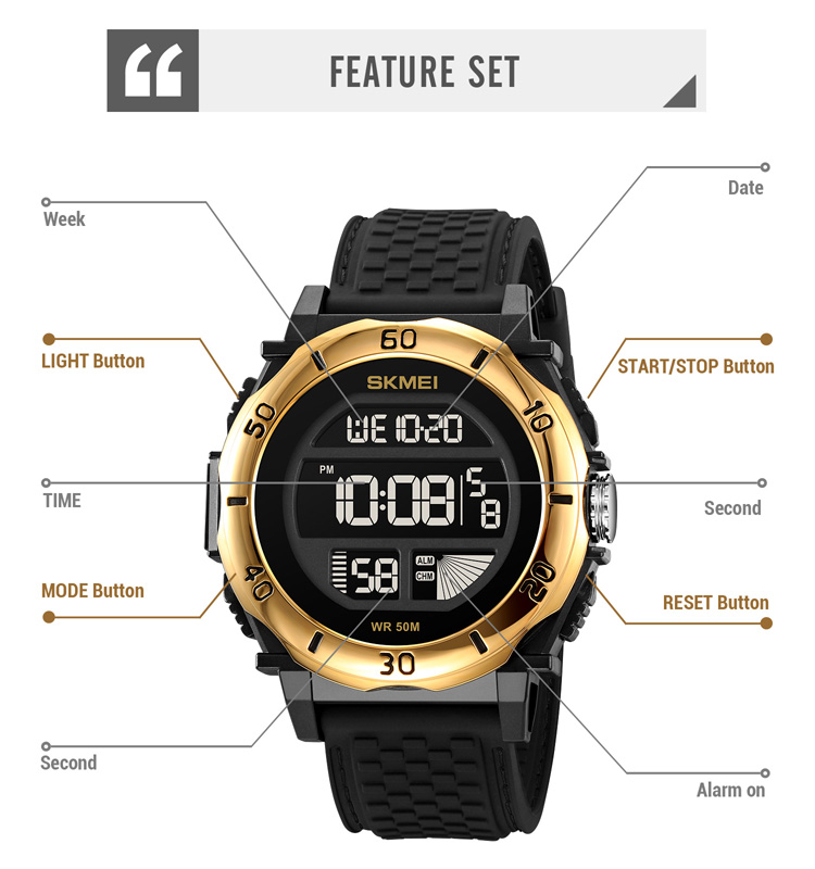 SKMEI 2099 sports watches men 2rist unique fashion suitable digital watches for young