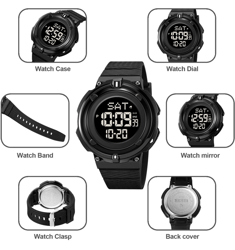 SKMEI 2010 Wholesale G Style Large Wristwatch Digital Sport Chronograph Dual Time Plastic Black Watch For Men Relojes