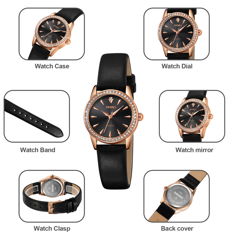 SKMEI 2086 Skmei Retro Stone Ladies Wrist Quartz Watches Women Steel Back Female Wrist Watches