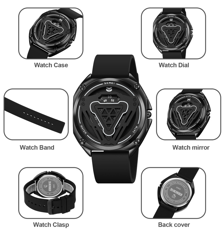 Skmei 2062 quartz watches for men wrist watch skmei fashion stereoscopic dial creative pointer montre homme