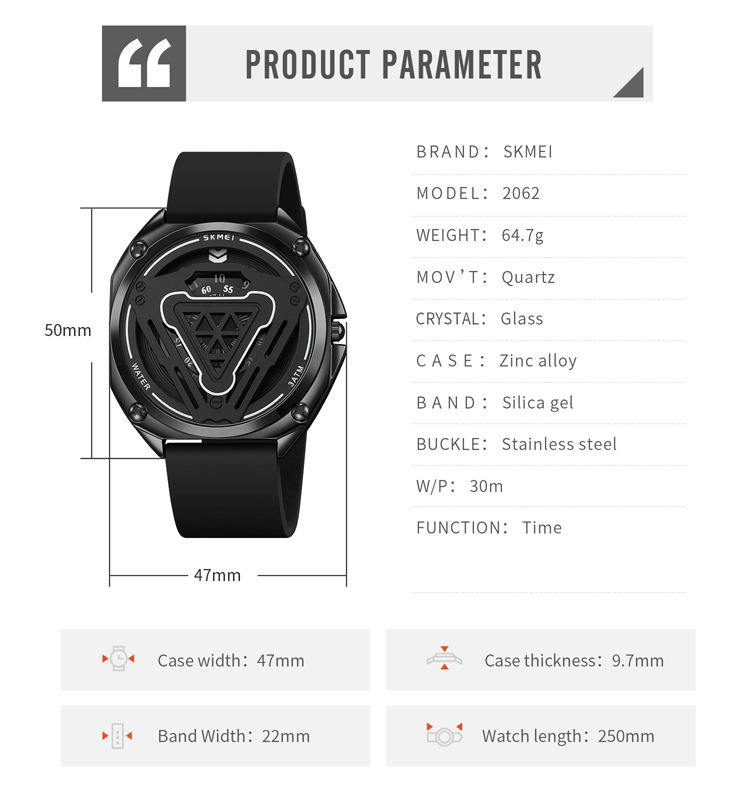 Skmei 2062 quartz watches for men wrist watch skmei fashion stereoscopic dial creative pointer montre homme