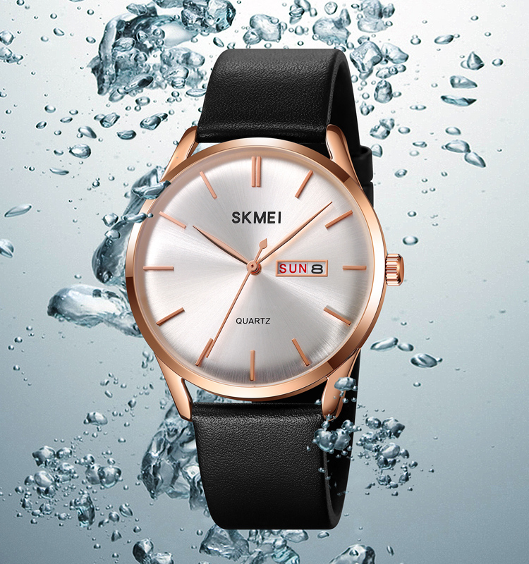 skmei 1991 leather men's quartz watch cuarzo reloj de cuero para hombres gentleman wrist watch week and date