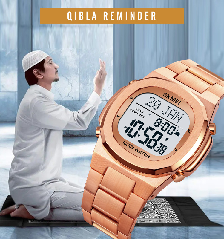 Skmei 2036 Qibla Direction Religious Watch Calendar Luxury Muslim Digital Azan Watch Mens Wrist