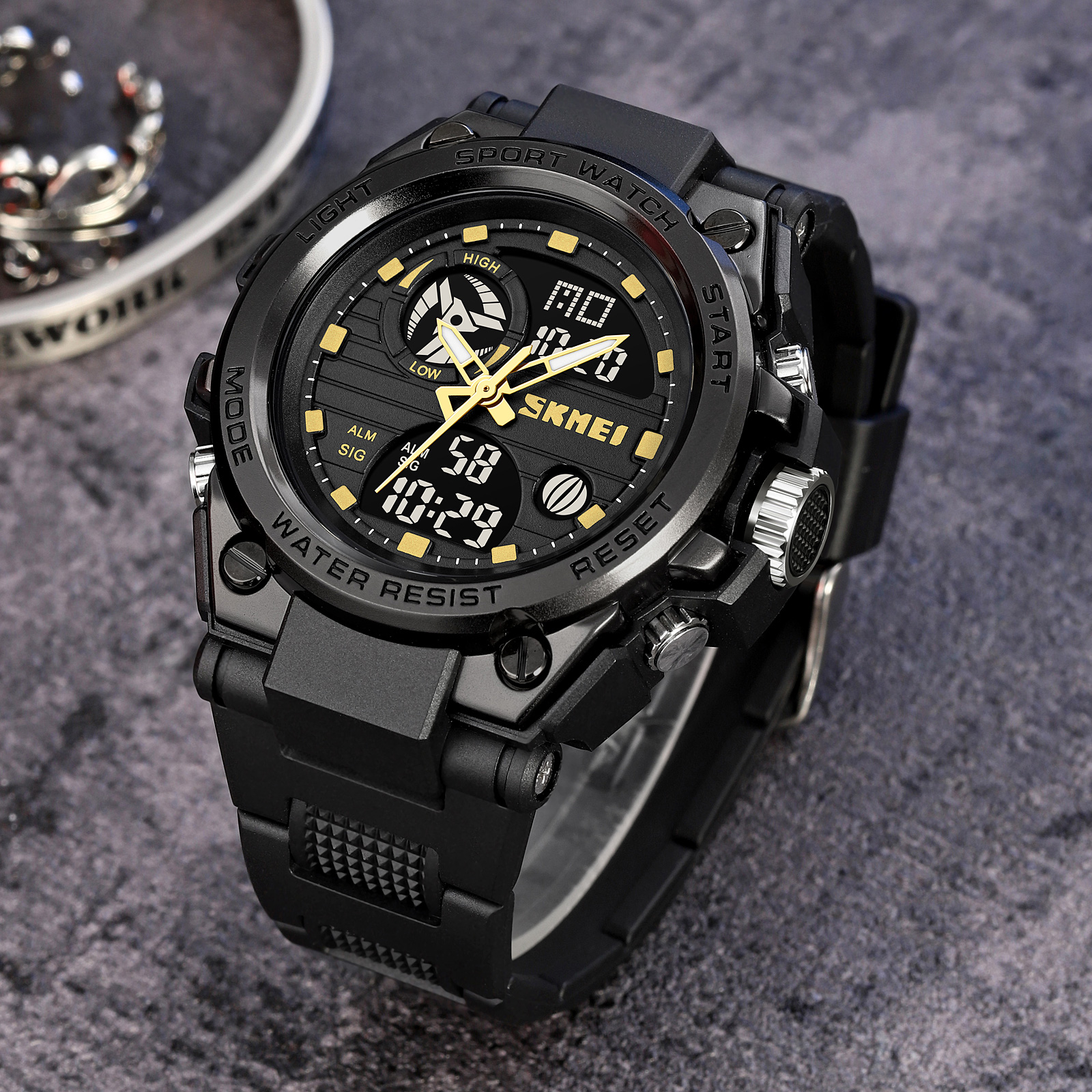 Premium Quality Stainless Steel Back 50m Water Resistant Analog Digital Watch Sport Men Reloj SKMEI 2031